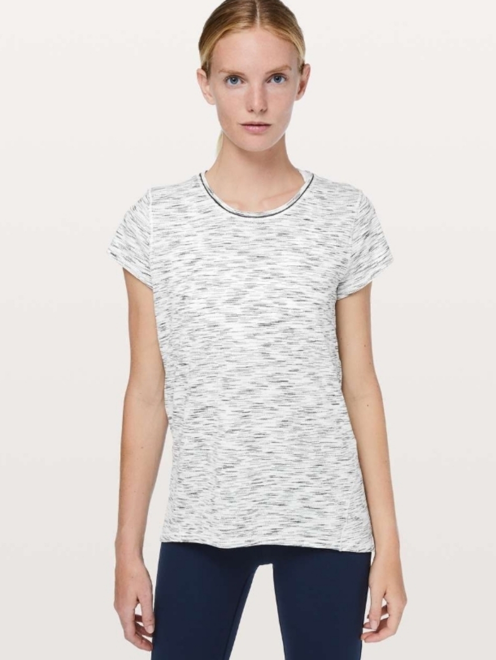 Lululemon Another Mile Short Sleeve. Tiger Space Dye Black White. Size M.